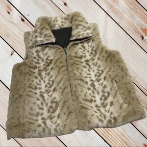 WOMENS MEDIUM Full Zip Faux Fur REVERSIBLE Vest